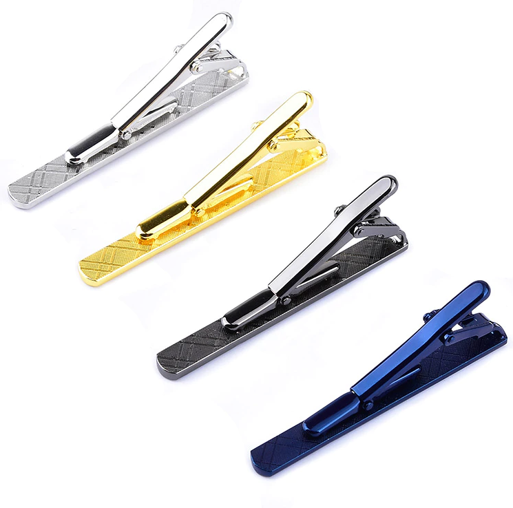 4PCS Mens Stainless Steel Tie Clip Necktie Bar Clasp Clamp Pin Gold