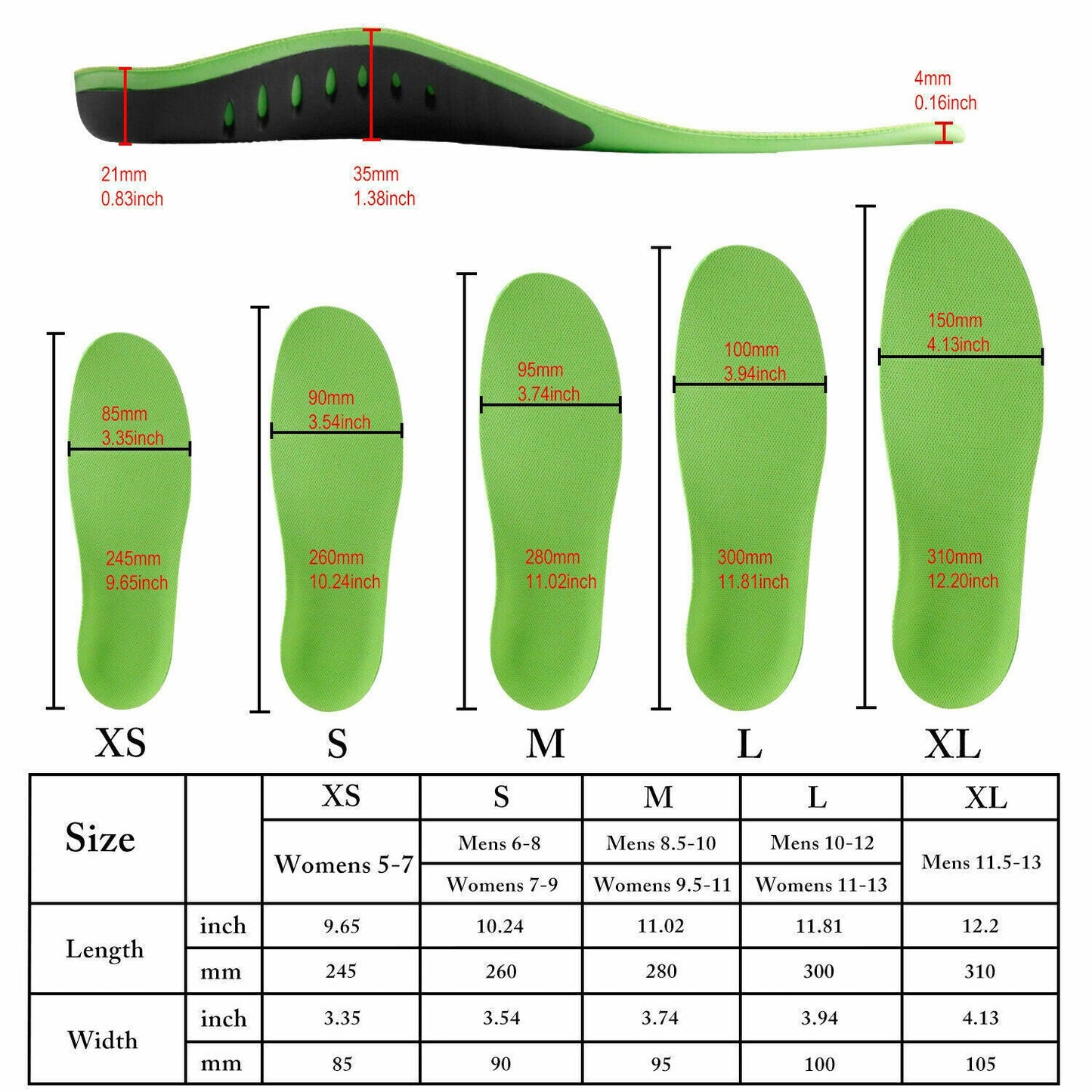 Orthotic Shoe Insoles Inserts Flat Feet High Arch Support For Plantar